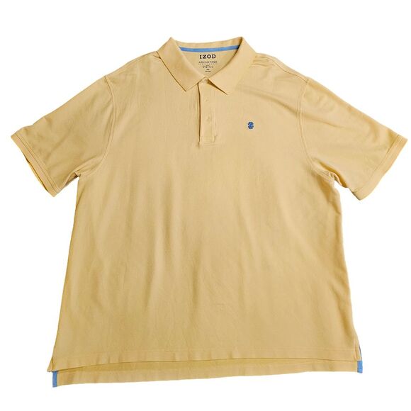 Izod Advantage Shirt 2XL Yellow‎ Performance Stretch Men's SS Golf Polo - Picture 1 of 10
